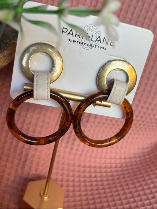 Park Lane Jewelry - Park Lane Fawn Funky Fun Gold, Brown & Cream Hoop Drop Stud Earrings